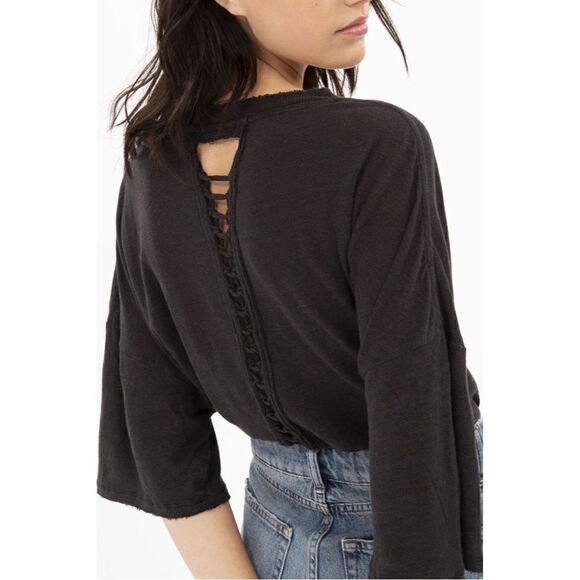 IRO 100% Linen Sturdy Tee Short Sleeve Oversized Cut Out Slouchy Top Black XS - Picture 13 of 13
